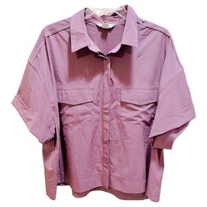 Athleta Hike Packable Button Down Shirt in Lavender XL X-Large